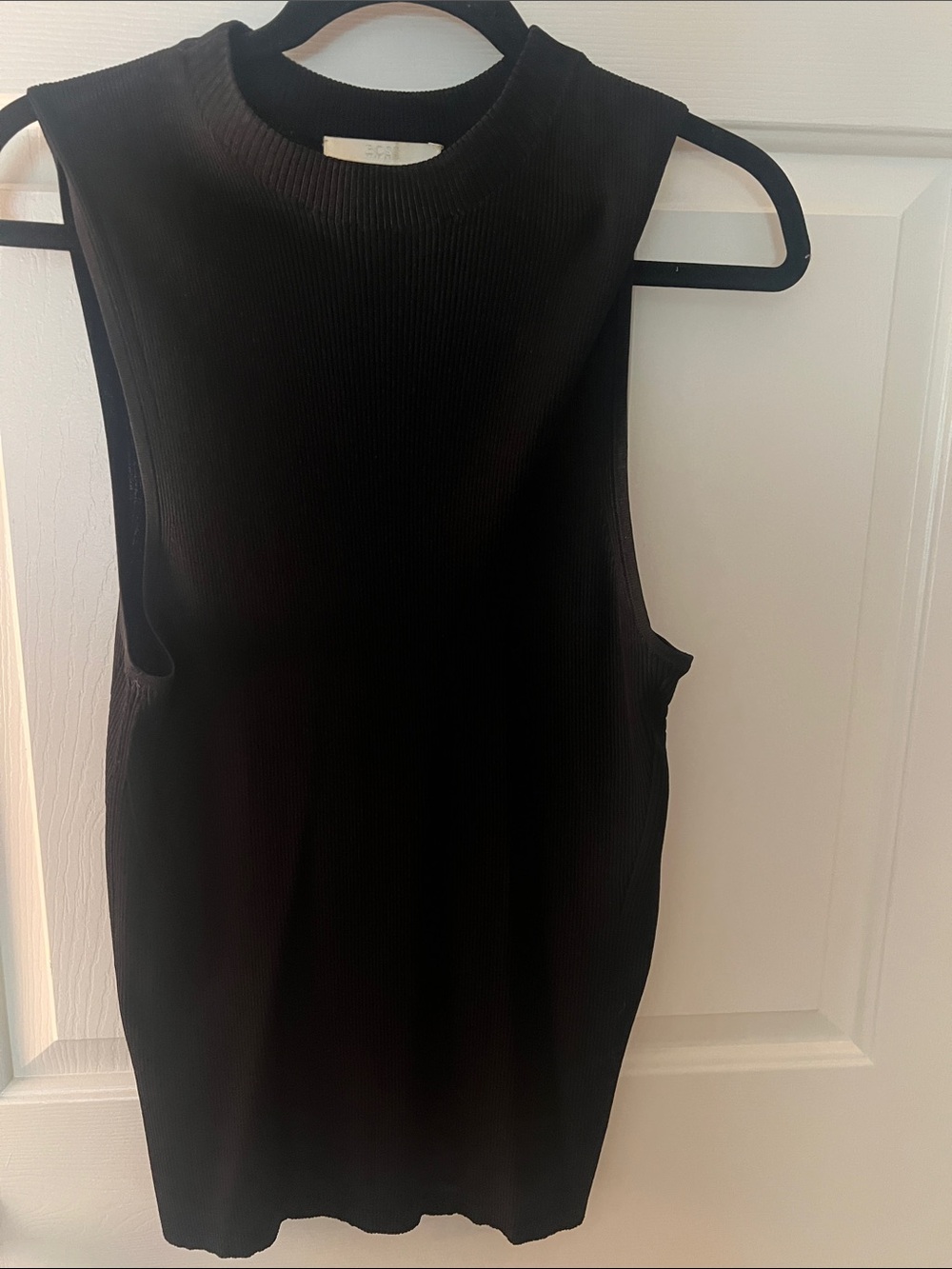 Boss Black Ribbed Mock Neck Sleeveless Tank